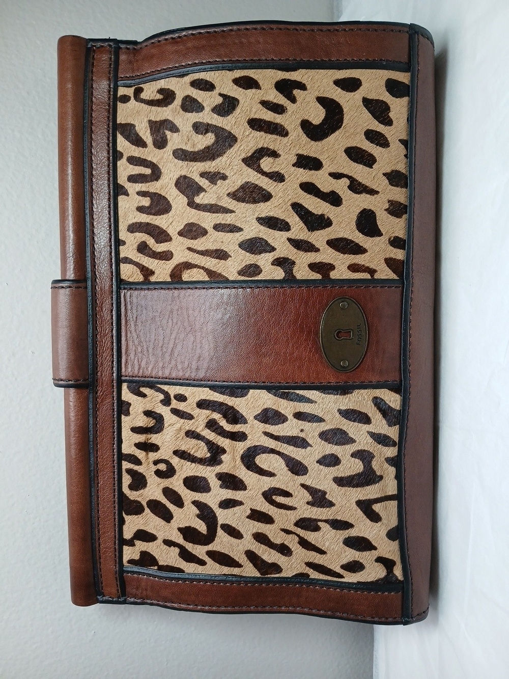 Fossil Brown Leather & Leopard Print Clutch - Picture 5 of 16